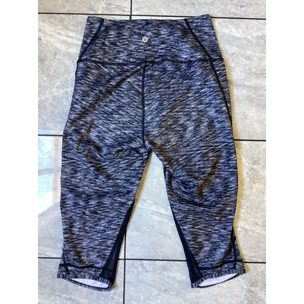 Lululemon Pace Rival Crop Leggings Space Dye Black White Mesh Size 6 W6H31S